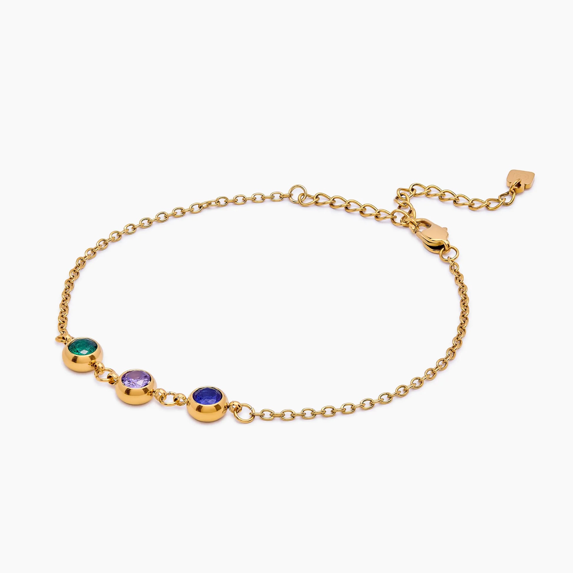 Gold multi birthstone bracelet styled — Olivia Jewelry
