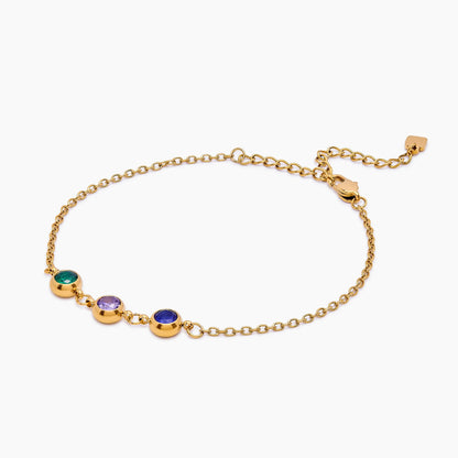 Gold multi birthstone bracelet styled — Olivia Jewelry