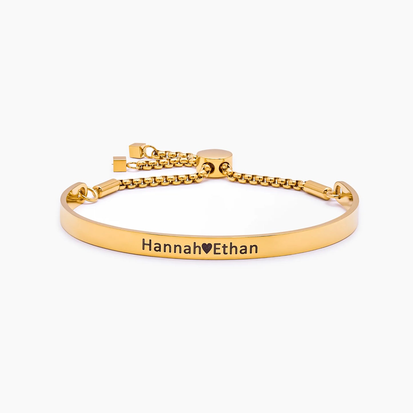 Personalised signature bar slider bracelet gold — Olivia Jewelry
