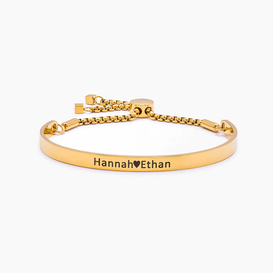 Personalised signature bar slider bracelet gold — Olivia Jewelry