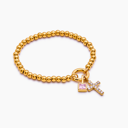 Beaded Cross Birthstone Bracelet