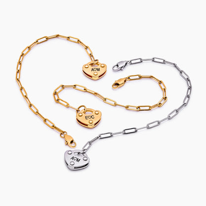 Heart Lock Initial Bracelet