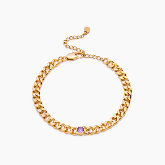 Curb chain birthstone bracelet gold — Olivia Jewelry