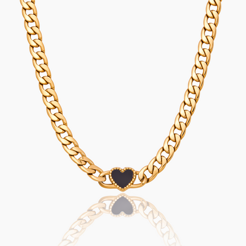 Ember Heart Curb Chain Necklace in Mother of Pearl — Olivia Jewelry