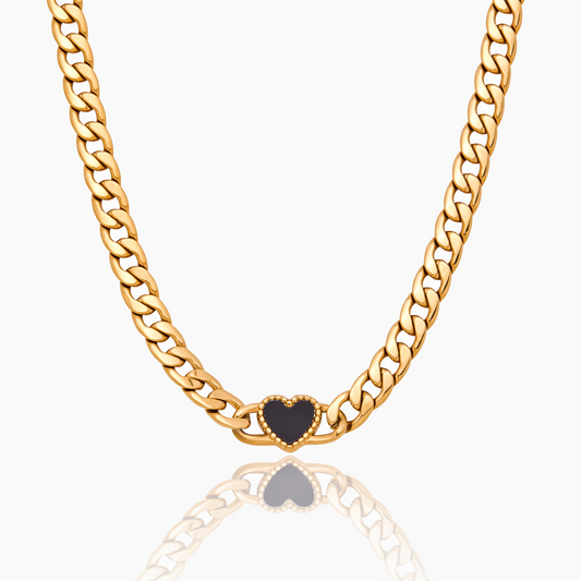 Ember Heart Curb Chain Necklace in Mother of Pearl — Olivia Jewelry