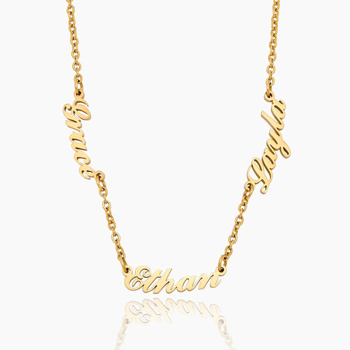 Personalised multiple name necklace gold — Olivia Jewelry