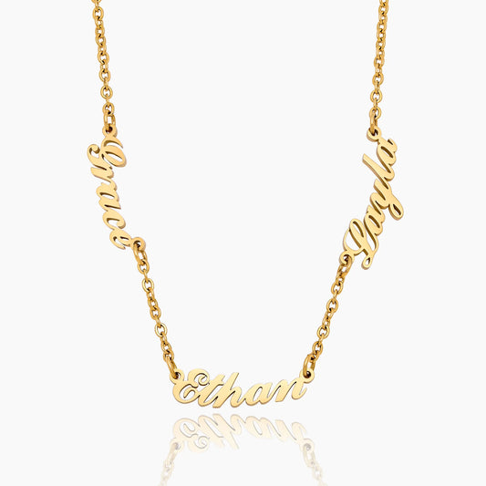 Personalised multiple name necklace gold — Olivia Jewelry