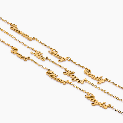 Custom multiple name necklace gold detail — Olivia Jewelry