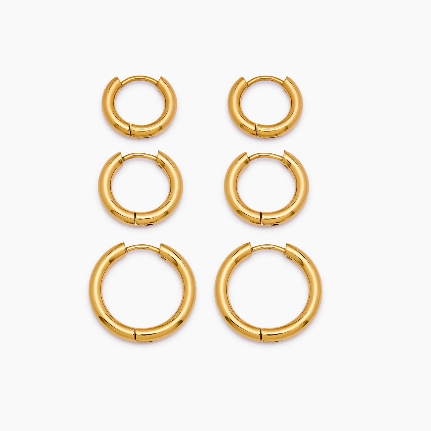 18K gold hoop earring set detail — Olivia Jewelry