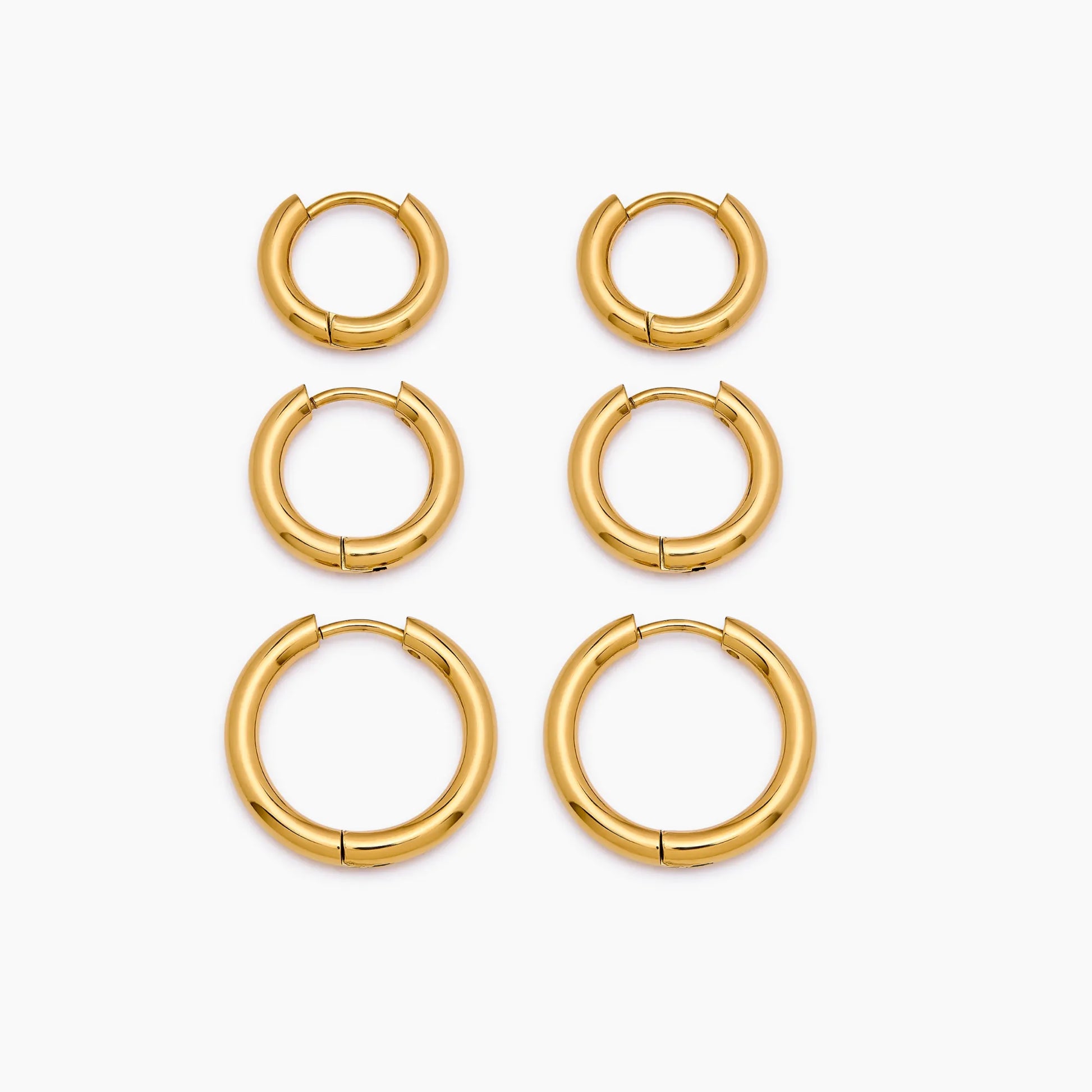 18K gold hoop earring set detail — Olivia Jewelry