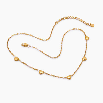 Puffed Heart Station Necklace
