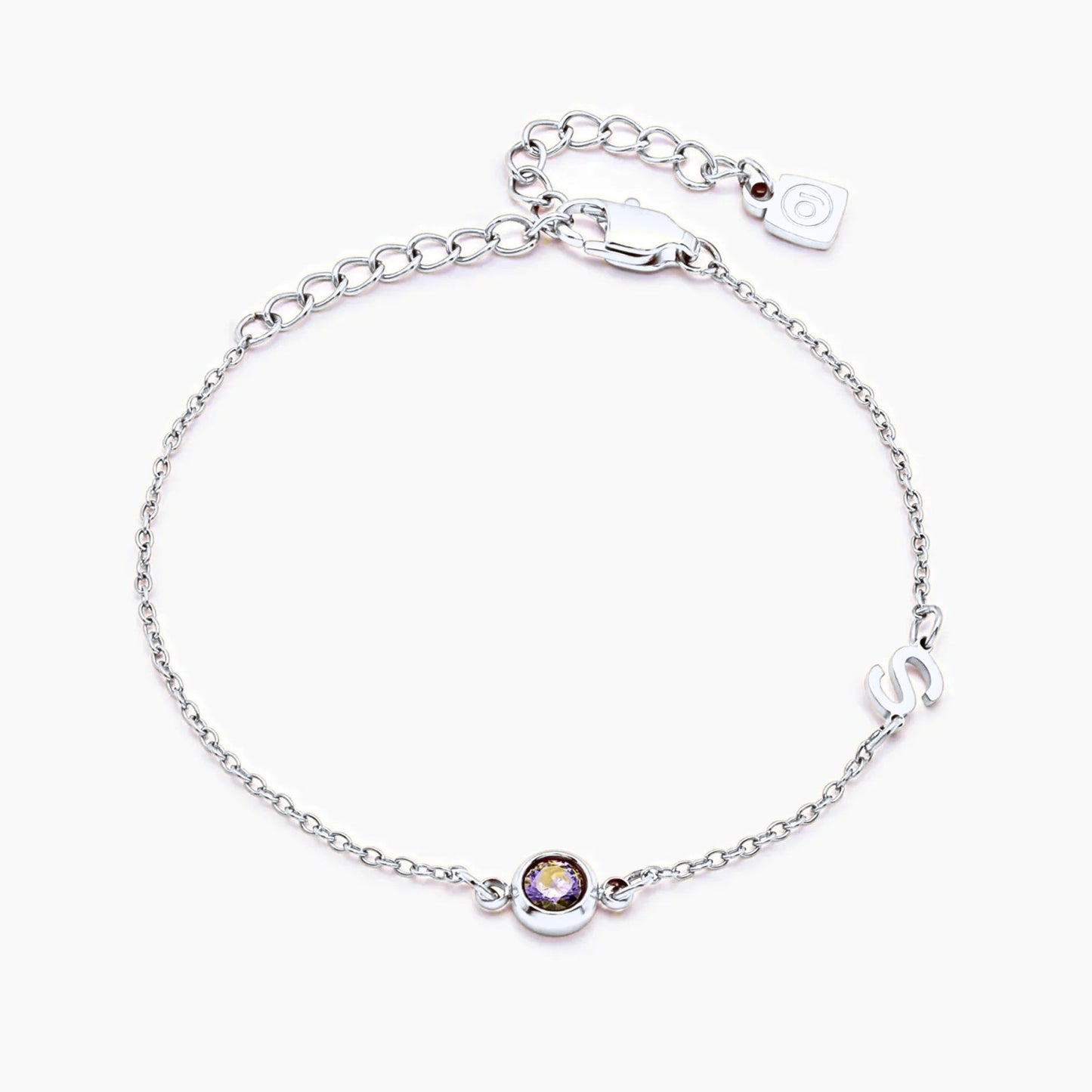 side-set-initial-birthstone-bracelet — Silver / Nov-Citrine