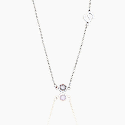 side-set-initial-birthstone-necklace — Silver / Apr-Diamond